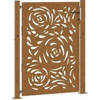 Berkfield Home Garden Gate 105x130 cm Weathering Steel Flame Design in Brown
