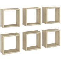 Berkfield Home Wall Cube Shelves 6 pcs Sonoma Oak 30x15x30 cm in Brown | Size: 30 x 15 x 30 cm