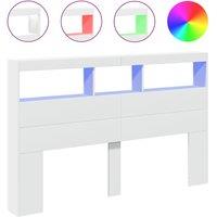 Berkfield Home Headboard Cabinet with LED White 160x17x102 cm | Size: 160 x 17 x 102 cm