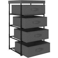 Berkfield Home Storage Rack with 4 Fabric Baskets Steel Grey