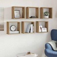 Berkfield Home Wall Cube Shelves 6 pcs Artisan Oak 30x15x30 cm Engineered Wood in Brown | Size: 30 x 15 x 30 cm
