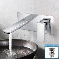 Nes Home Keninton Wall Mounted Basin Mixer Tap With Basin Waste in Silver