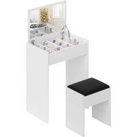 Havendro Dressing Table Set Padded Stool with Flip-up Mirror Multi-purpose in White