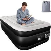 NESTLUNE Single Air Bed Inflatable Mattress with Built-in Electric in Black | Size: Cot Bed