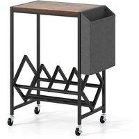 VOGREX Brown Rolling Turntable Stand with Vinyl Storage