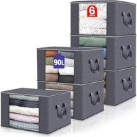 VOGREX 6 Pack 90L Zipped Storage Bags Clothes Bedding Moving UK in Grey