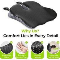Havendro Memory Foam Car Seat Cushion Driving Wedge Pad Booster Driver Pillow in Black