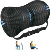 Havendro Back Cushion Chair Memory Foam Lumbar Lower Back Pillow Car Seat in Black
