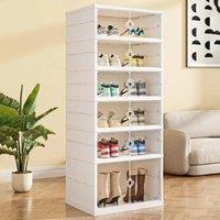 KORVIXA Folding Shoe Storage Box Vertical in White | Size: 500mm