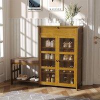 KORVIXA Storage Shoe Cabinet Shoe Storage Bench Seat in Brown | Size: 100 cm