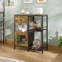 KORVIXA Kitchen Bakers Rack Drawer Coffee Bar Cabinet in Brown