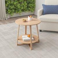 KORVIXA 50*50*60cm 2 Tier Small Sofa Side Table in Brown | Size: 100 cm