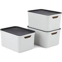 KORVIXA Rectangular Storage Boxes 3-Set in White | Size: 500mm