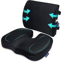 KORVIXA Back Support Cushion Car Seat Wheelchair Office in Black | Size: 120 cm x 90 cm