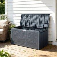 KORVIXA 340L Large Plastic Garden Storage Box in Grey | Size: 100 cm x 100 cm