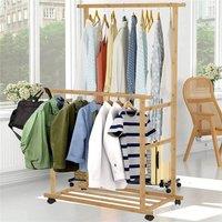 KORVIXA Anti-corrosion Clothes Rail Durable Moving Coat Shelf Rack in Brown | Size: 500mm