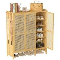 KORVIXA XL Rattan Shoe Cabinet with Doors in Brown | Size: 0.6m2