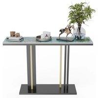 KORVIXA Narrow Console Table for Entryway Glossy Stone Top in Black | Size: 0.6m2