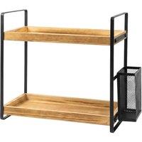 KORVIXA Bathroom Organiser Countertop 2 Tier in Brown | Size: 0.6m2