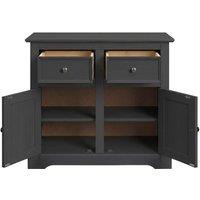 NESTLUNE Country Sideboard 2 Door 2 Drawer Carbon Wax Solid Wood Pine in Black | Size: 100 cm x 15 cm