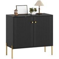 NESTLUNE Modern Sideboard Buffet Cabinet with Fluted Doors, Coffee Bar Cabinet in Black | Size: 100 cm x 15 cm