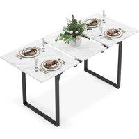 NESTLUNE Extendable Dining Table 110-150cm Large Space Saving Kitchen Desk in White | Size: 100 cm x 15 cm