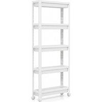 VOGREX White 5-Tier Slim Rolling Storage Cart With Smooth Wheels