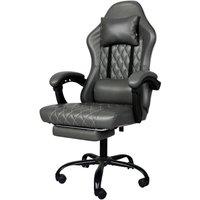 VOGREX Grey PU Adjustable Swivel Recliner Gaming Office Chair