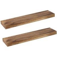VOGREX 2Pcs Wooden Floating Wall Shelves 23.5IN 61CM Display Storage in Brown