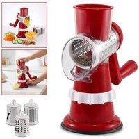 VOGREX Red 3-in-1 Stainless Steel Rotary Grater Slicer Shredder Chopper