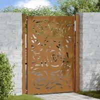Berkfield Home Garden Gate 105x130 cm Weathering Steel Flame Design in Brown