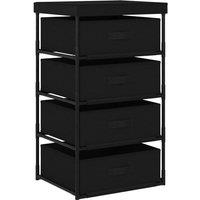 Berkfield Home Storage Rack with 4 Fabric Baskets Steel Black