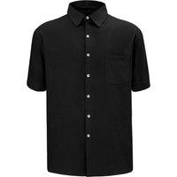MODISHION Men's Casual Short Sleeve Shirt With Pocket in Black | Size: 2XL