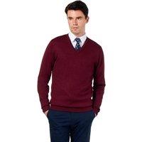 XPOSED Men's Lightweight Cotton V-Neck Sweater for Work & Casual Wear in Maroon | Size: XL