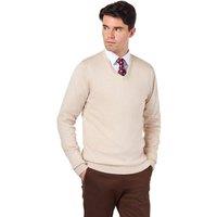 XPOSED Men's Lightweight Cotton V-Neck Sweater for Work & Casual Wear in Beige | Size: XL