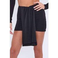 STYLEWISE Women's Ruched Drape Detail Slinky Mini Skirt in Black | Size: 8