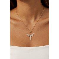 MUCHV Women's Winged Cross Necklace in 18k Gold