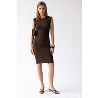 MixRay Women's Ribbed Sleeveless Bodycon Midi Dress in Brown | Size: Large