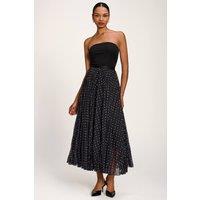 Jolie Moi Women's Spotty Crinkle Mesh Maxi Skirt | Size: 16