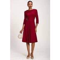 Jolie Moi Women's Roll Neck Sleeve Midi Dress in Burgundy | Size: 14