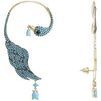 Latelita Women's Bird Paradise Ear Climber Turquoise Gold Right in Blue