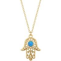 Latelita Women's Hamsa Hand Filigree Blue Opal Pendant Necklace Gold