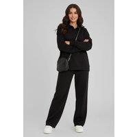 STYLEWISE Women's Rugby Top & Straight Leg Trouser Co-ord Set - Interlock - Two Piece in Black | Size: Medium/Large