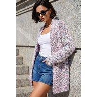 Roman Women's Fluffy Nep Long Cardigan in Rose | Size: 12
