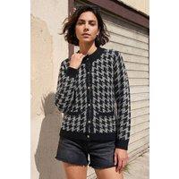 Roman Women's Dogtooth Cardigan in Black | Size: 20
