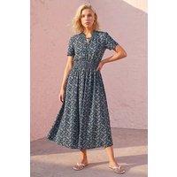Roman Women's Petite Shirred Waist Dress in Navy | Size: 12