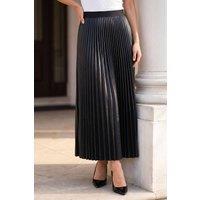 Roman Women's Faux Leather Pleated Skirt in Black | Size: 12