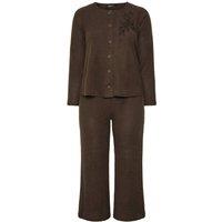 Yours Women's Soft Touch Embroidered Cardigan Set in Chocolate | Size: 20