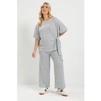 Yours Women's Tie Waist Trouser Set in Grey | Size: 18