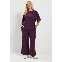 Yours Women's Tie Waist Trouser Set in Purple | Size: 16